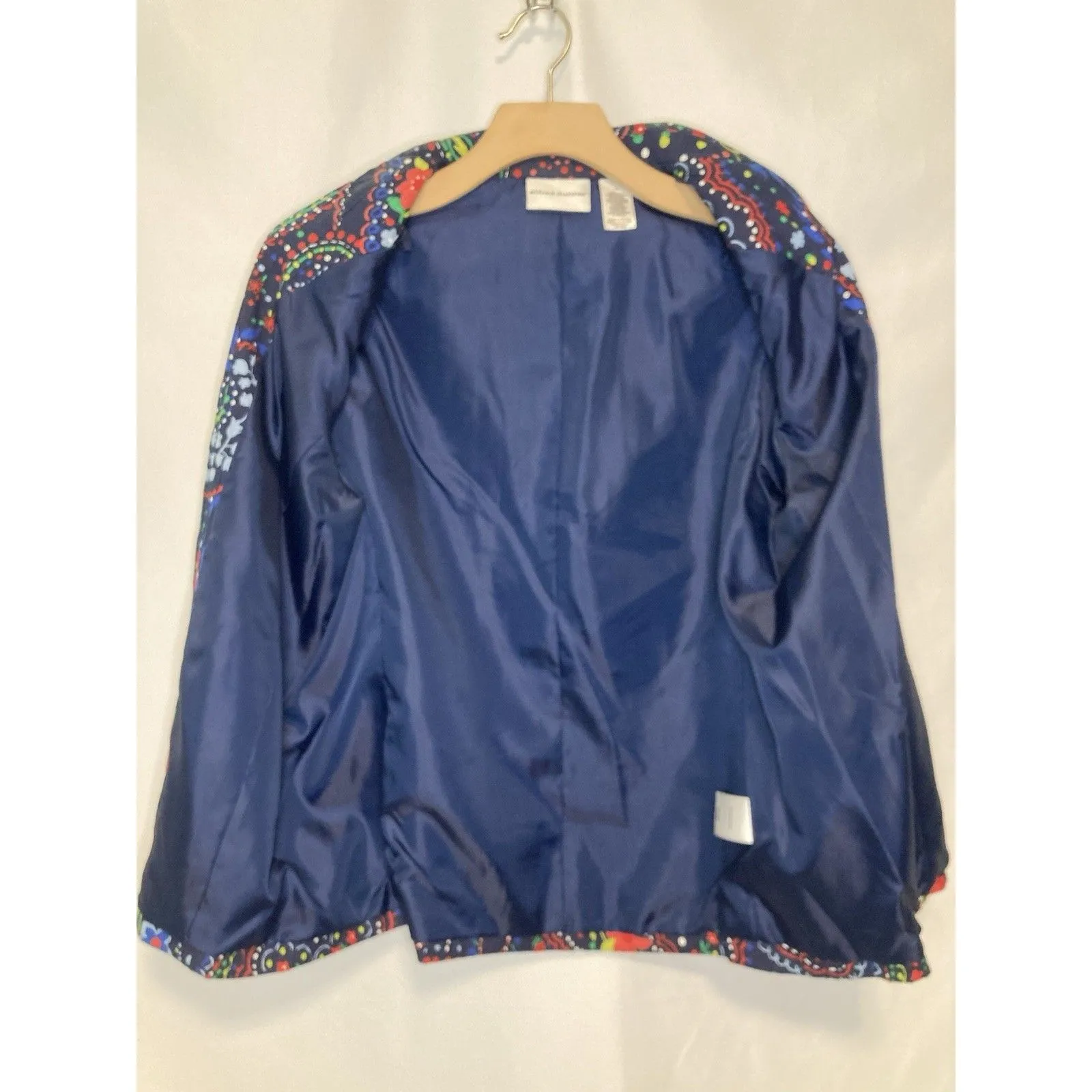 Alfred Dunner Womens Blazer Jacket 10 Navy Floral Paisley Open Front Crinkle - Image 9