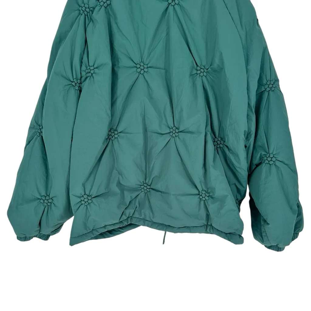 Baevely Teal Green Puffer Bow Detail Jacket size 2X Relaxed Fit NWT Long Sleeves - Image 10