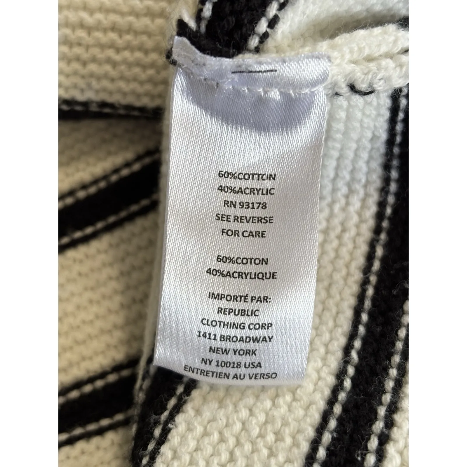 Truth By Republic Black/White Striped Crop Sweater Crew Neck Long Sleeve Size M Black Size M - Image 6