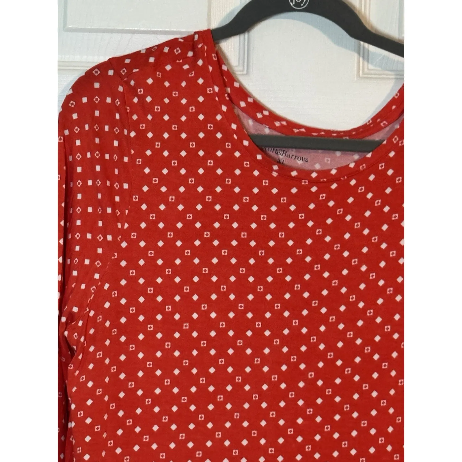 Croft and Barrow Red/orange 3/4 Sleeved Printed Top, Rayon/poly/spandex, XL Red - Image 2