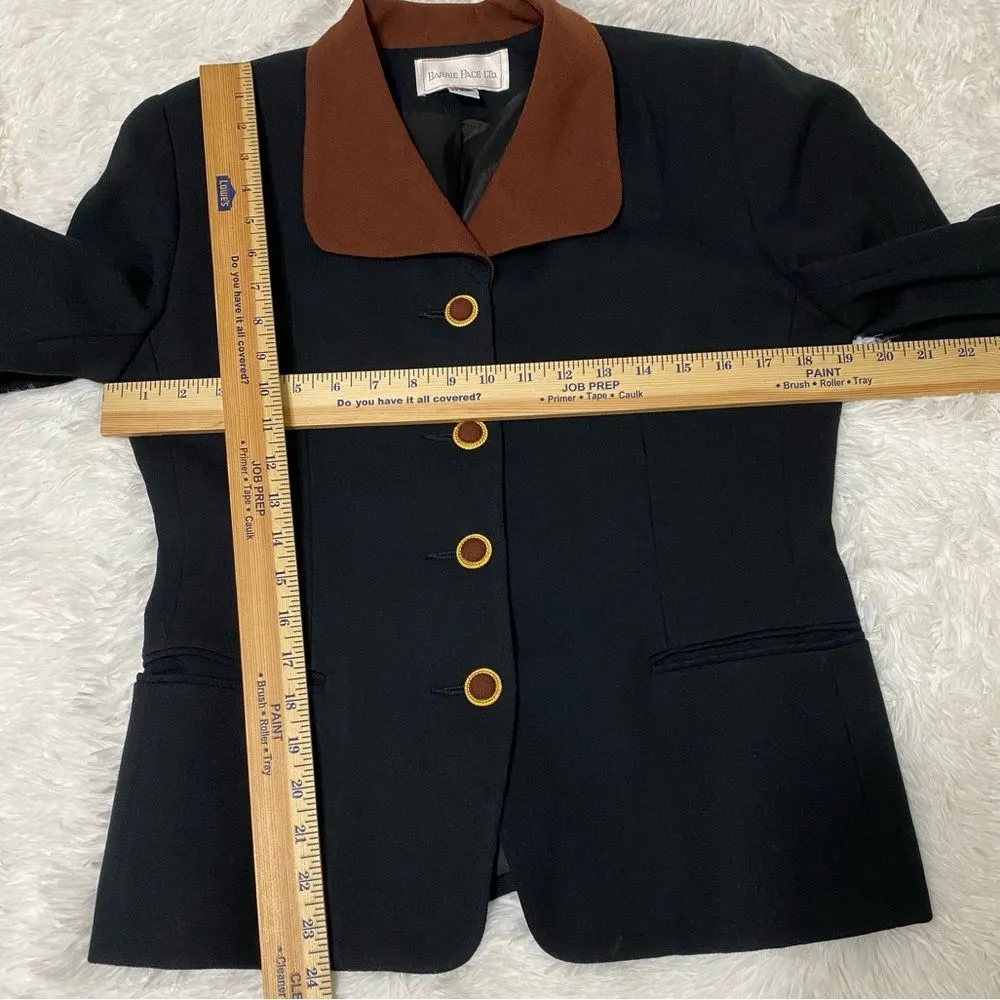 Barrie Pace LTD Vintage 100% Pure Wool Jacket Blazer Button Pocket Black size 8 - Image 10