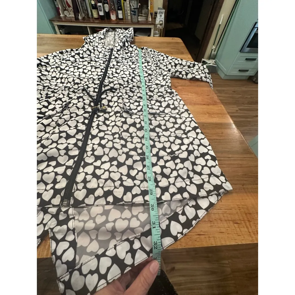 Women's Brave Soul Black & White Heart Print Rain Jacket Size 14 - Image 10