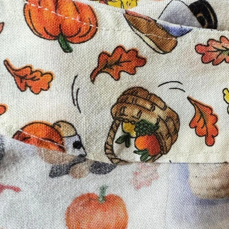 Vintage Handmade lab coat tunic Fall Thanksgiving pilgrims turkey nurse teacher Orange Size XL - Image 6