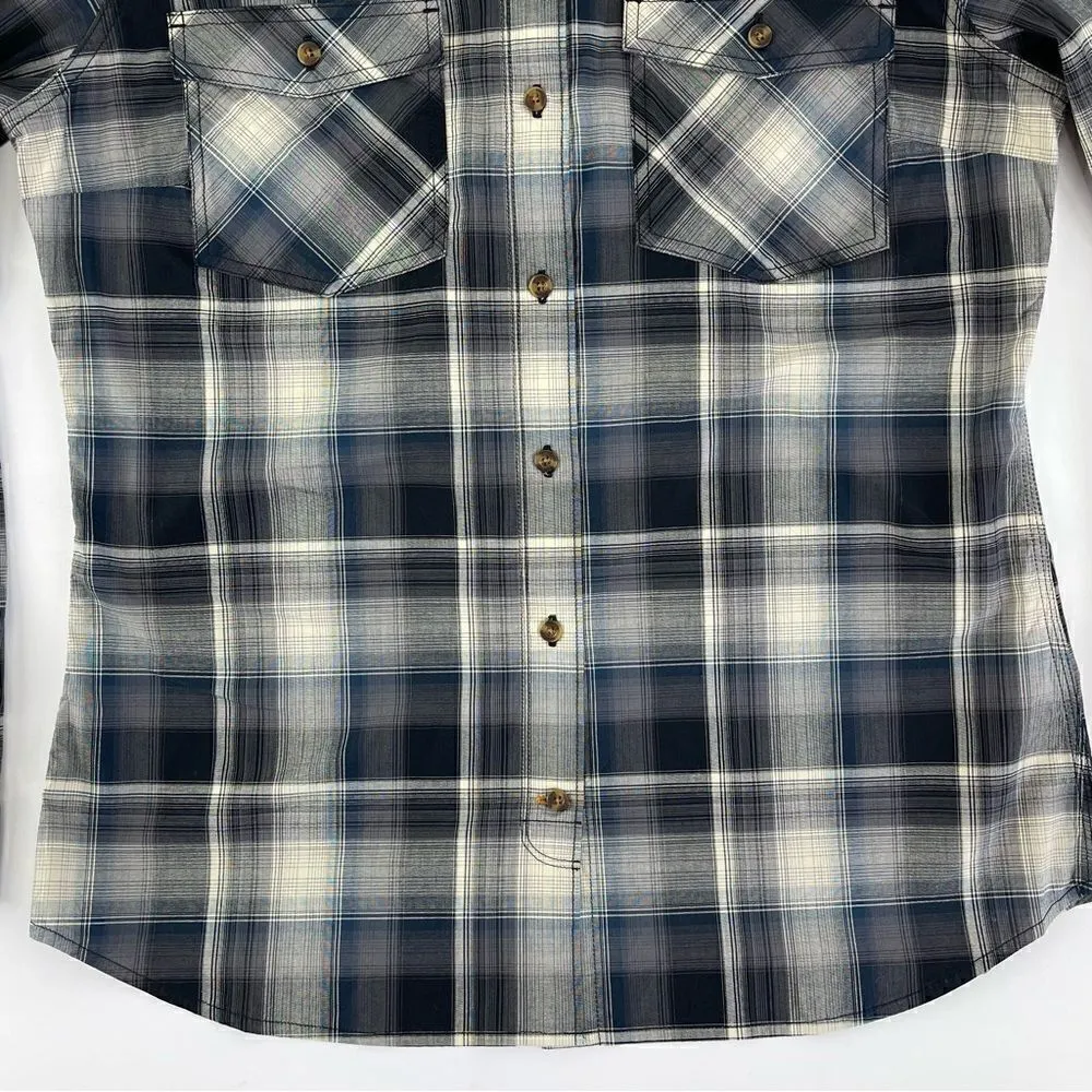 Carhartt Plaid Roll Tab Button Down Long Sleeve Shirt - Medium - Image 6