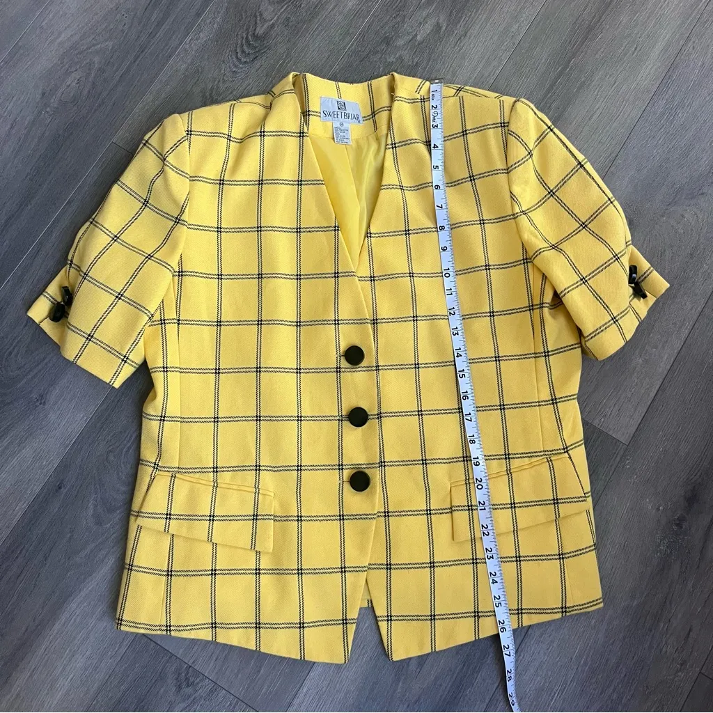Vintage Yellow Plaid Blazer with Black Buttons Cher from Clueless 14 - Image 7