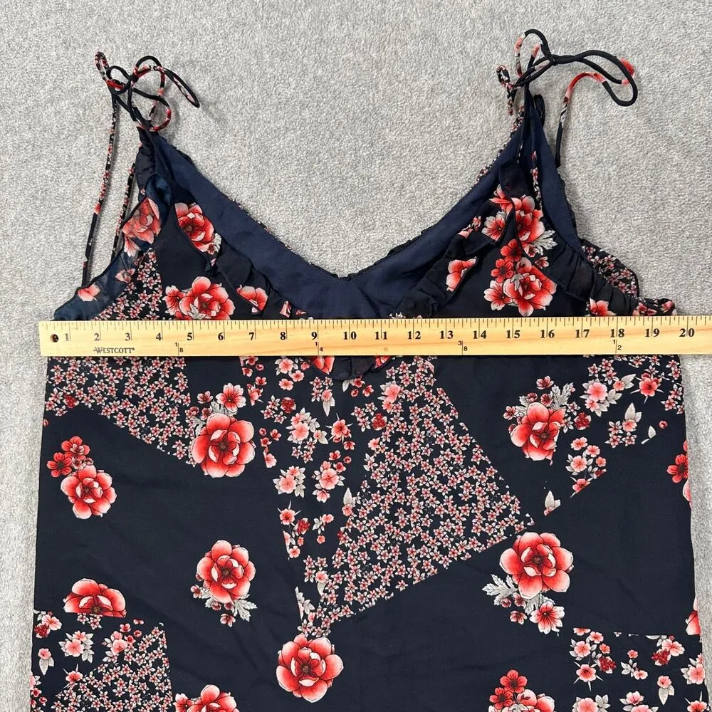 The Fifth Label Floral Cami Top Women's Large Navy Blue V-Neck Ruffle Bow - Image 5