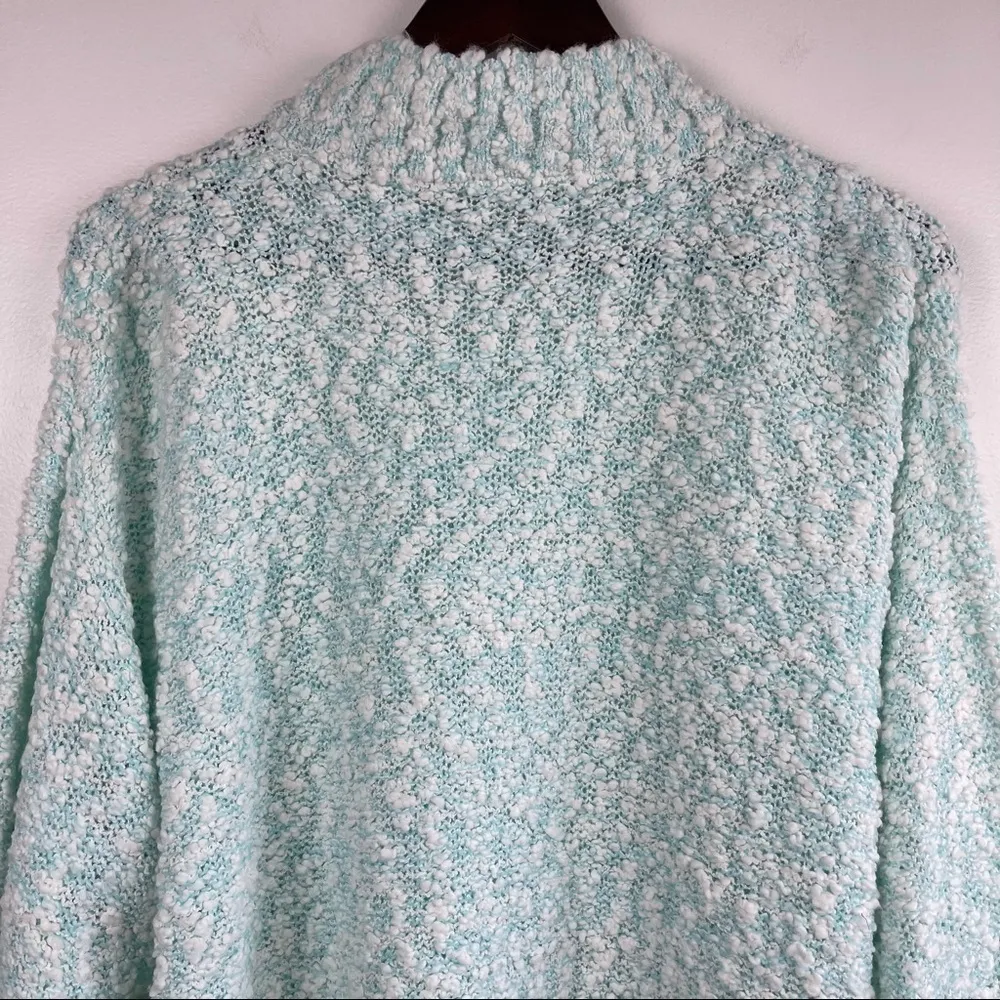 Vintage One Step Up Popcorn Knit Mock Neck Grandma Grandpa Kawaii Sweater Green Size M - Image 8