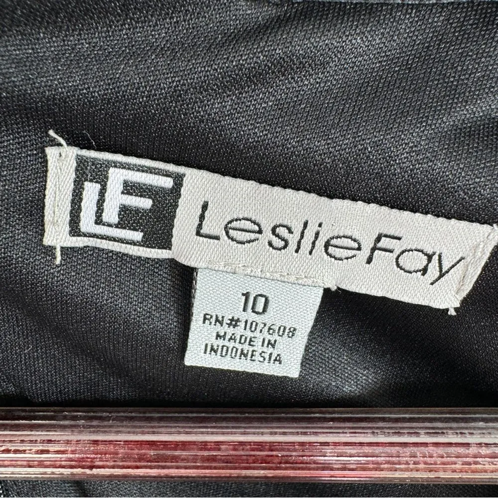 Leslie Fay Lace Dress‎ Black 10 Skater Blouson Knee - Image 10