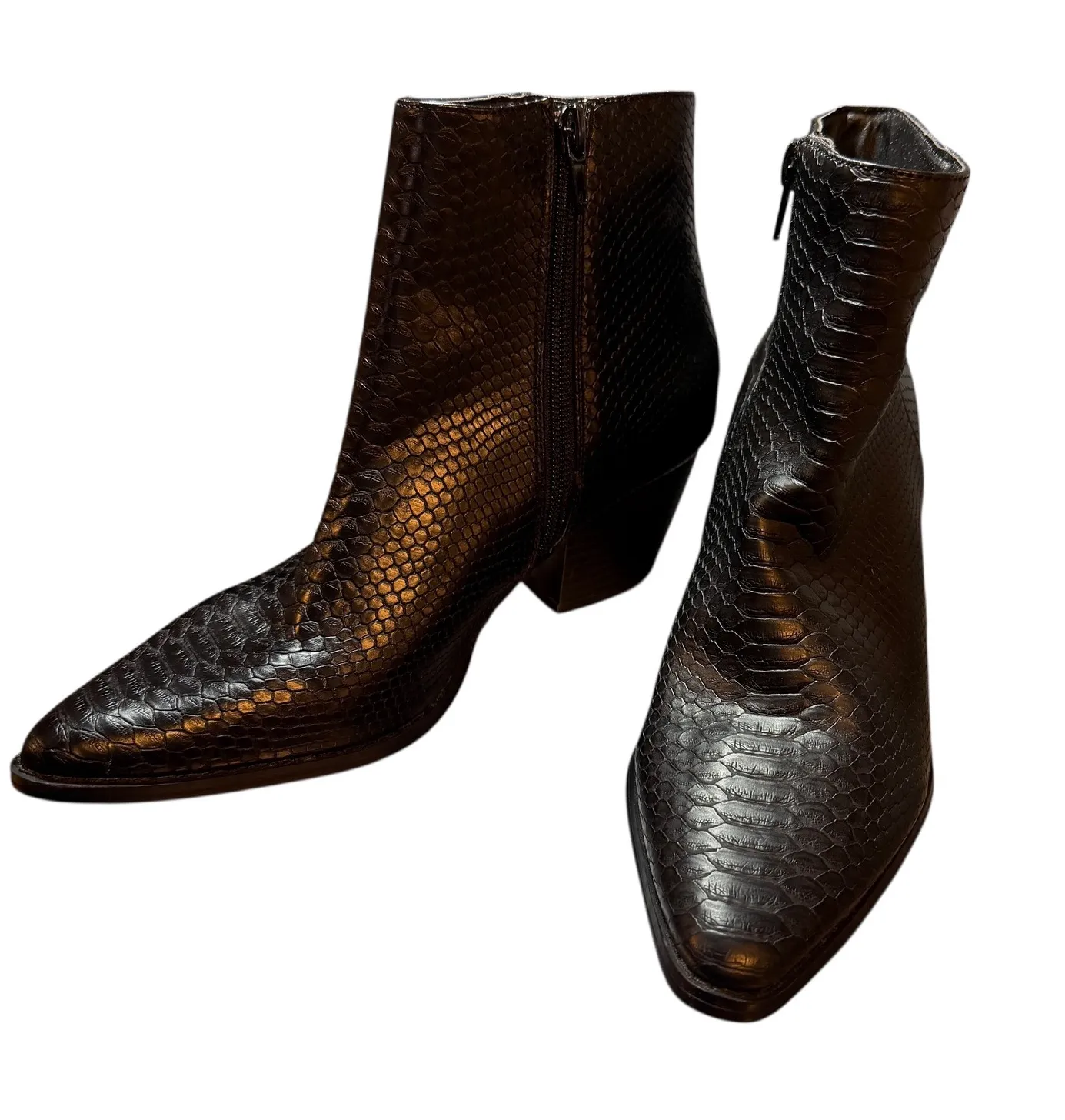 Coconuts by Matisse Going West Black Faux Snakeskin Ankle Boots Western Womens 6 - Image 1