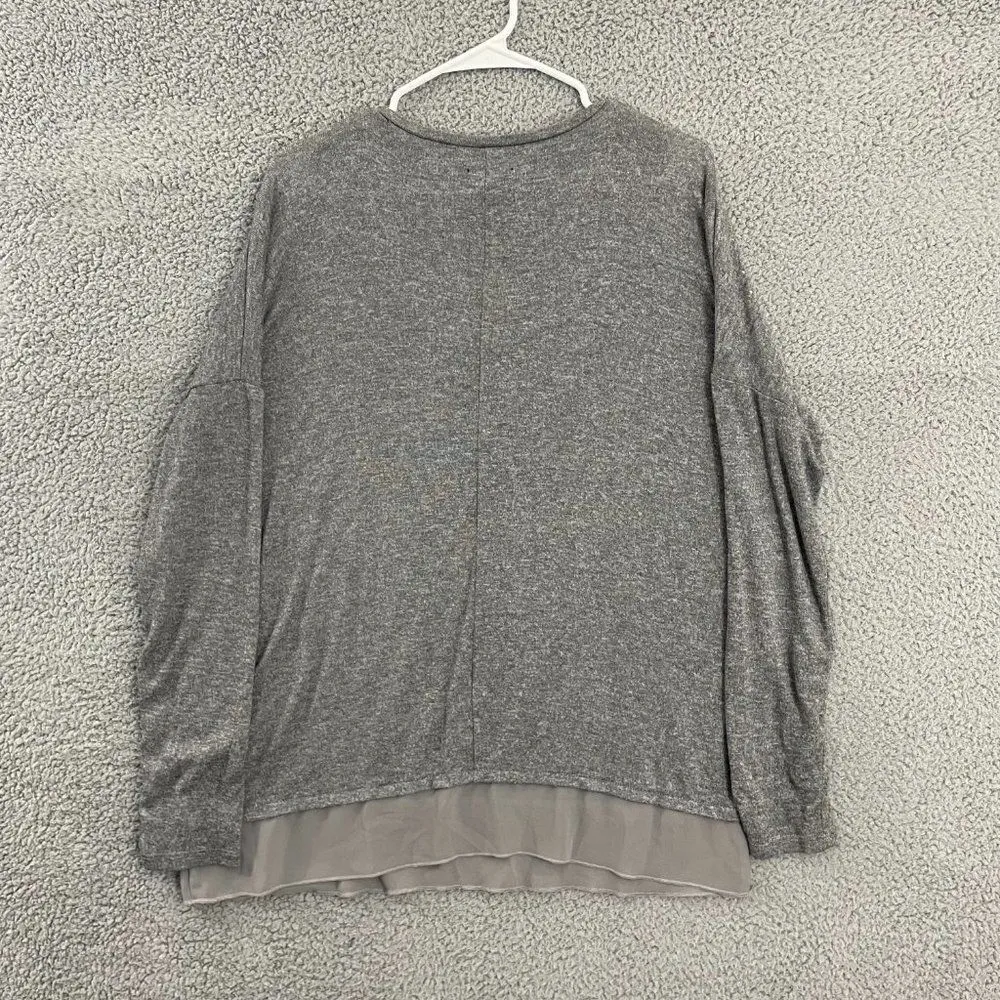 New‎ Directions Women M Gray Layered Jeweled Casual Oversized Scoop Neck Sweater Size M - Image 6