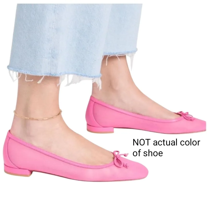 Stuart Weitzman Arabella Blush Pink Leather-Trimmed Mesh Ballet Flats 7.5 NEW - Image 7