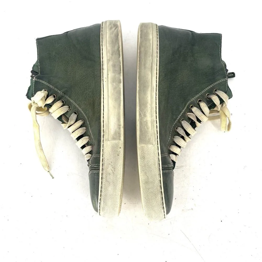 Paolo Shoes Womens High Top Sneaker Handmade in Italy Green Side Zip Leather 9 - Image 4