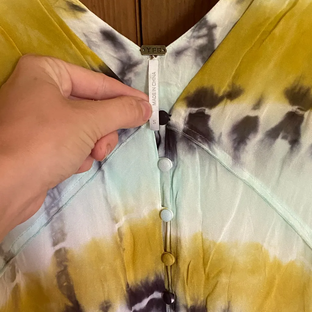 Young Fabulous and Broke Raquel tie dye maxi dress Olive Harmony Wash - Image 4