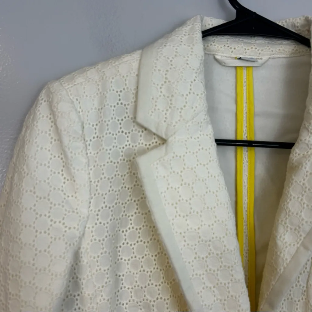 NWOT Boden Ivory Eyelet Lace Cotton Fitted Blazer/Jacket Size 4 NEW White - Image 3