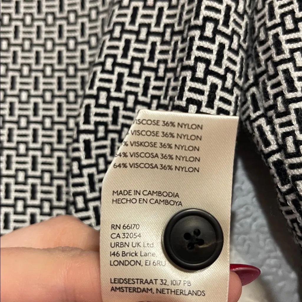 MAEVE ANTHROPOLOGIE WOMENS PLUNGING POLO CARDIGAN BLACK WHITE GEOMETRIC NWT XS - Image 5