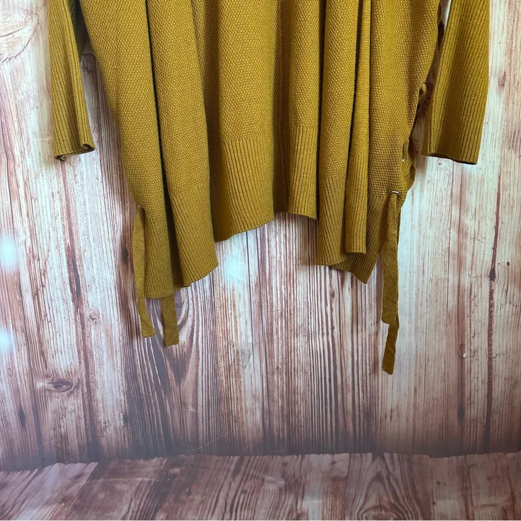 Hippie Rose Golden Mustard Side Tie Open Cardigan - Image 4