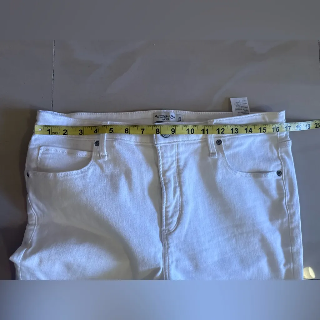 Abercrombie & Fitch White High Rise Super Skinny Jeans size 33/. 16 L - Image 10