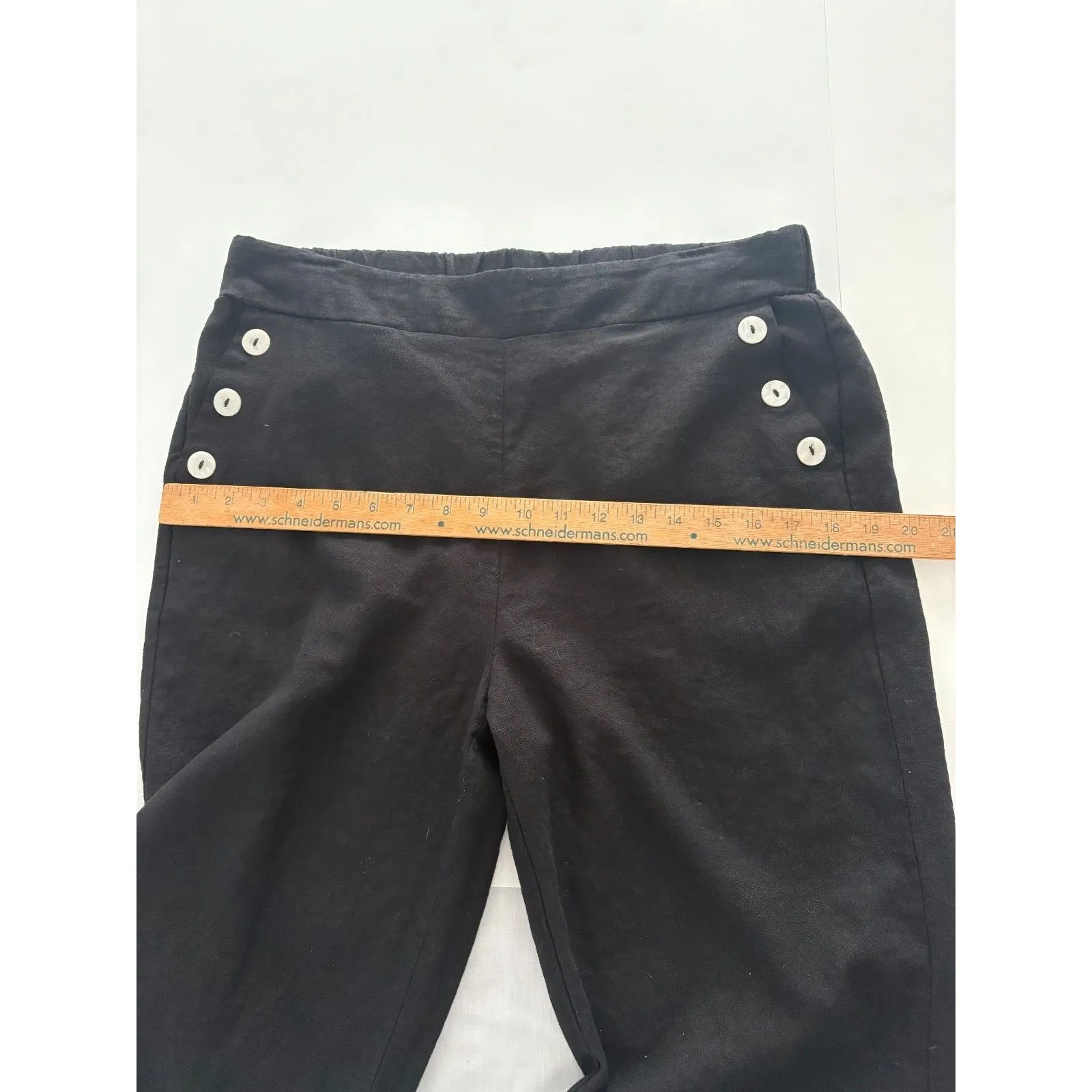 Joie Linen Blend Pants Size Large Black Wide Leg Cropped Lagenlook Pockets - Image 7