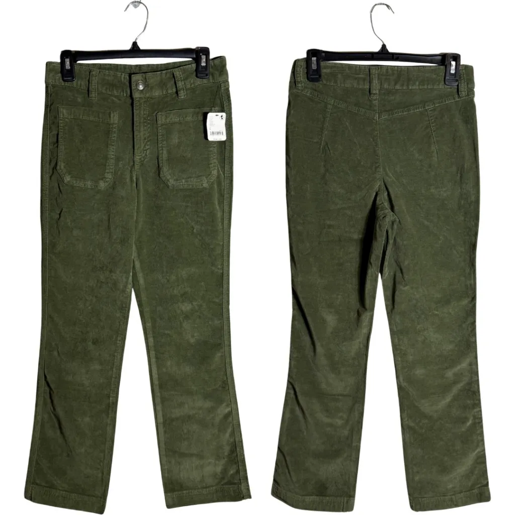 Free People High Time Velvet Kick Flare Pants Women's 6 Chive Green Festival NWT - Image 4