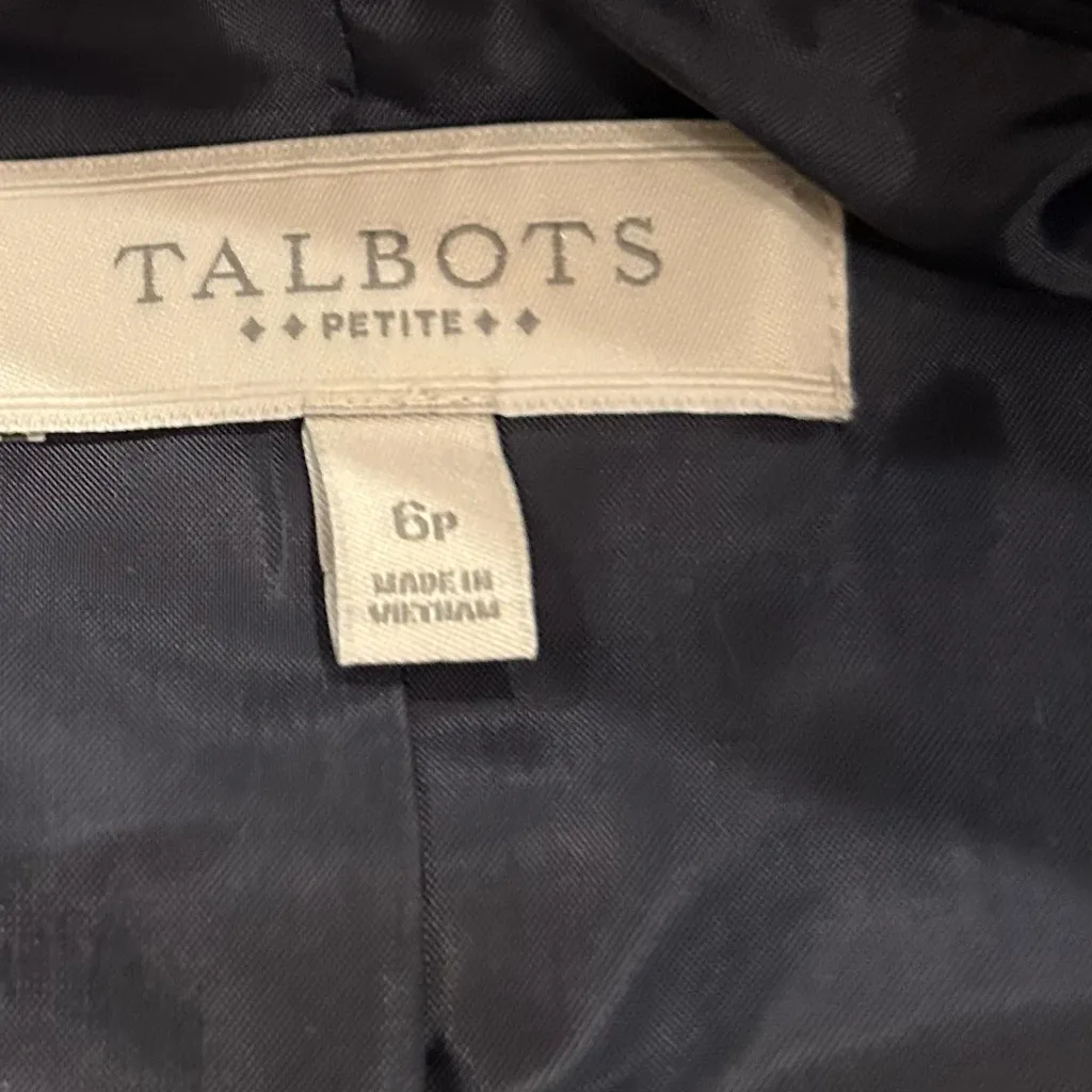 LOFT Navy Blue Cotton Blend Single Button Lined Notched Collar Blazer 6 Petite - Image 4