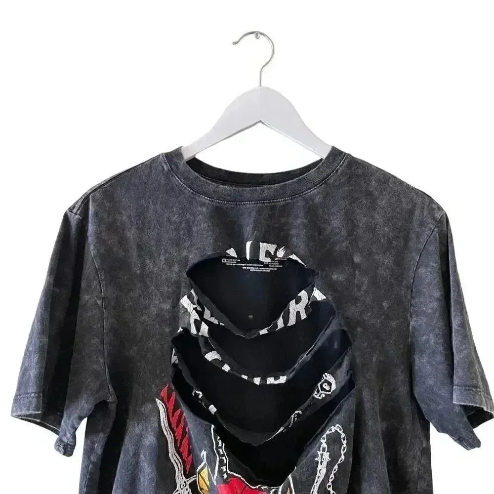 Stranger Things Unisex Black  Graphic Short Sleeves Cropped T-Shirt  L #1068 - Image 3