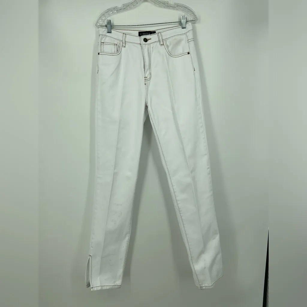 Lioness white denim, top stitching, split jeans‎ at ankle, size medium - Image 2