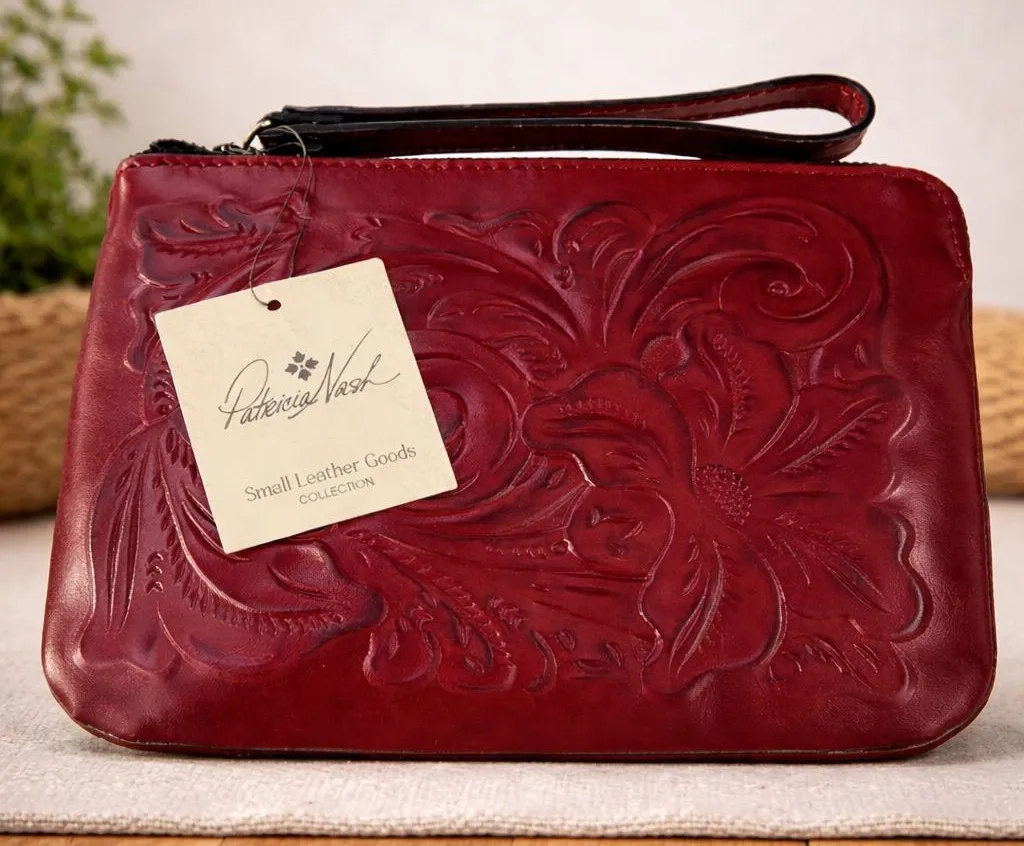 Patricia Nash Tooled Collection Cassini Leather Top Zip Wristlet - Image 1