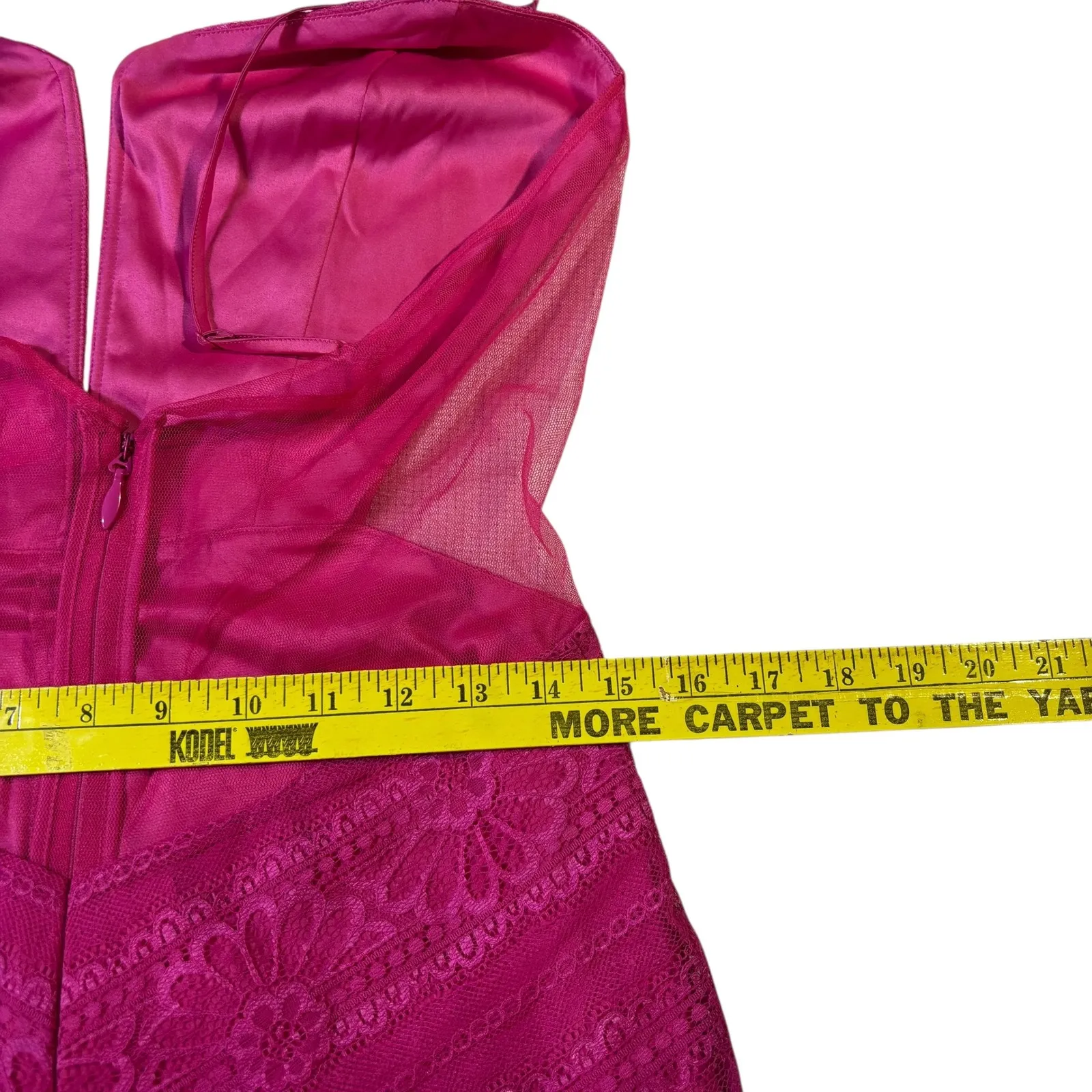 bebe Andie Sheer Striped Lace Gown Dress‎ Hot Pink Size 10 Sleeveless Evening - Image 9