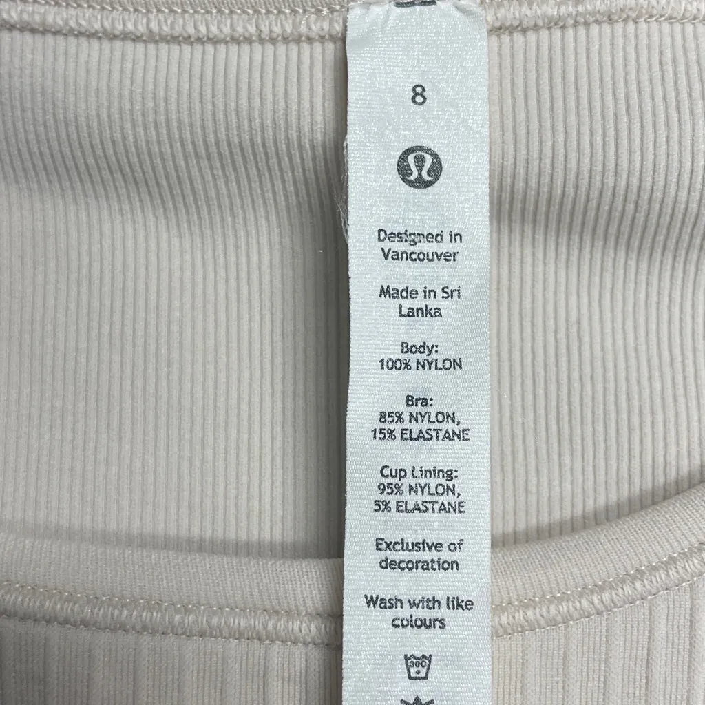 Lululemon Athletica Ebb to Street crop long sleeve tan beige ribbed size 8 - Image 3