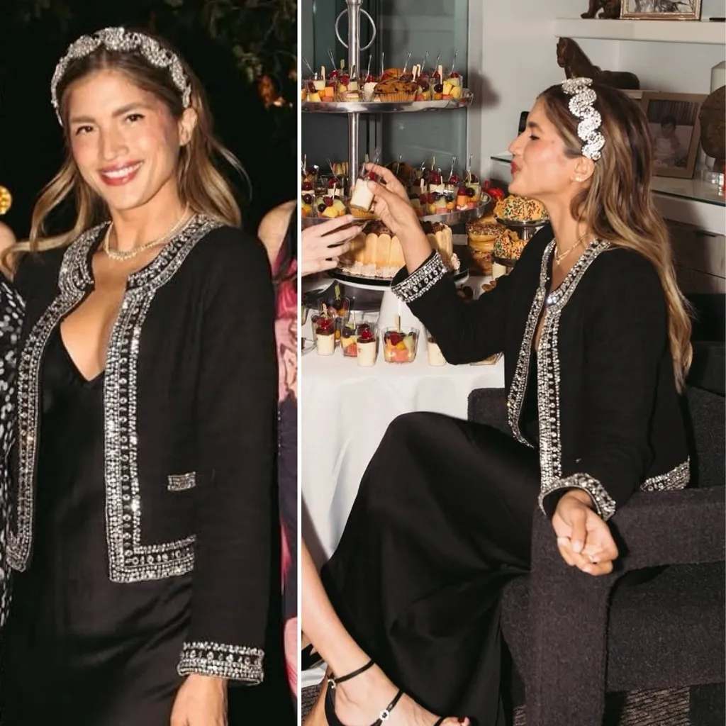 MISA Los Angeles Curtis Tweed Embellished Jacket in Black Size XS - Image 13