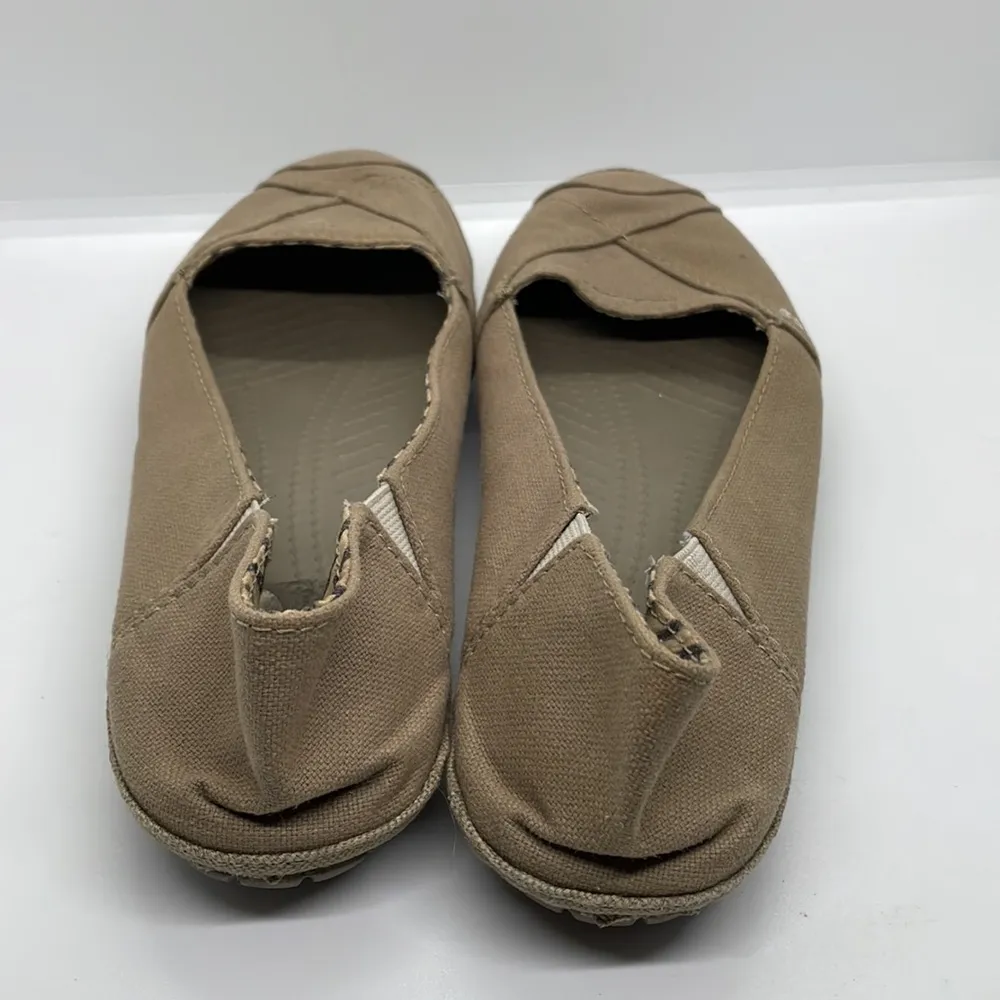 Crocs  Tan Canvas Flats 7 - Image 3