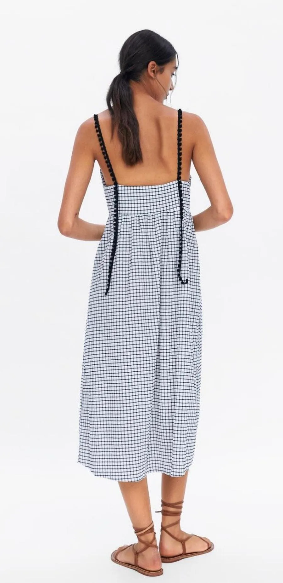 ZARA Strappy Checked Dress - Image 3