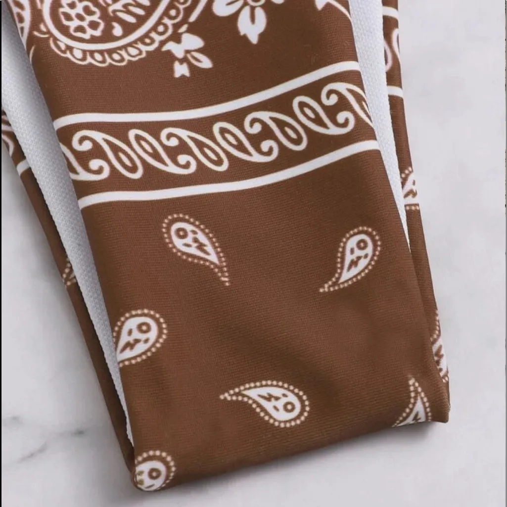 Boho Style Paisley Print Bathing Suit Bottom, NWT Brown Size M - Image 5