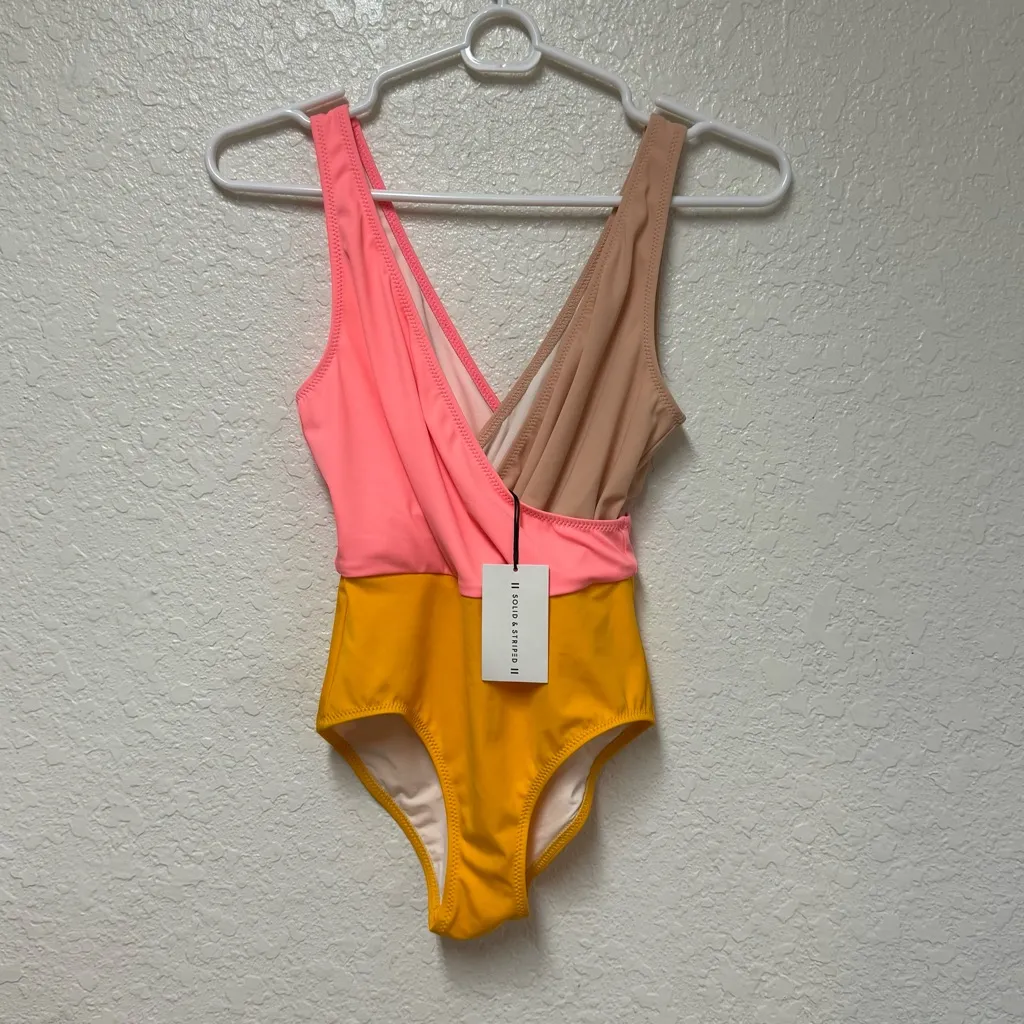 SOLID & STRIPED The Ballerina Coral Nude 1 Piece Swimsuit Size XS - Image 2