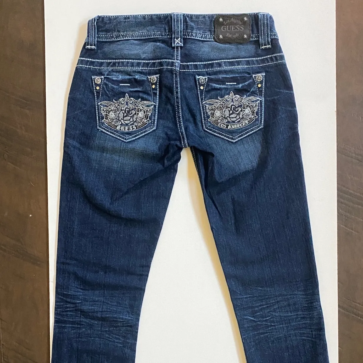 Guess Jeans Daredevil Skinny Jeans VTG. Embellished Bling Embroidered 23X29 Rare - Image 3