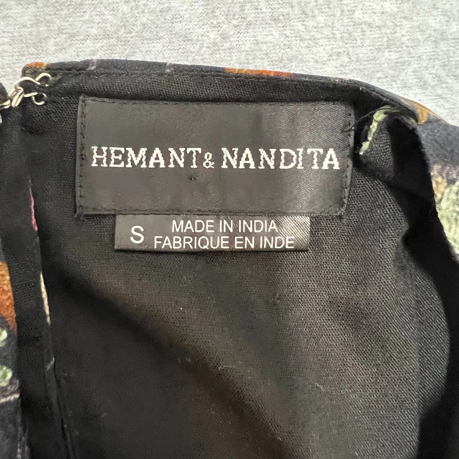 Hemant & Nandita Embroidered 100% Silk Jumpsuit Open Side & Back S Indie Boho - Image 9