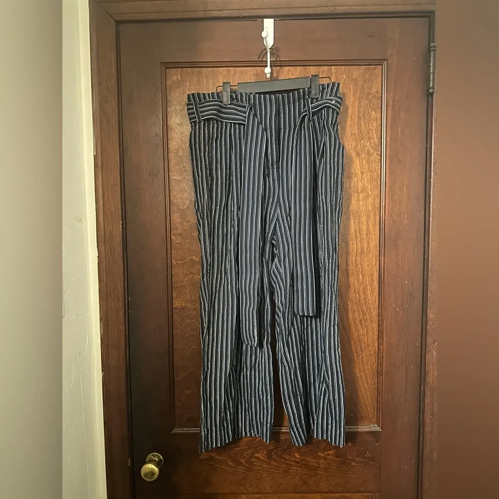 J. Crew Point Sur Linen Blend Striped Paper Bag Waist Pants Size 6 - Image 2