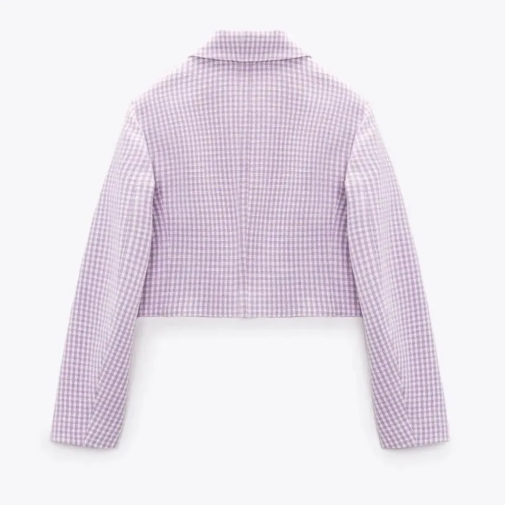 NWT Zara purple and white gingham cropped jacket - Image 3
