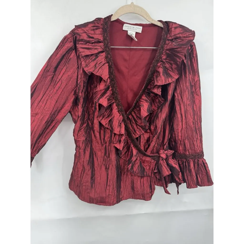 VTG Jackie Jon Witchy Whimsigoth Blouse Women 10 Red Elvira Vampire Dark Romance - Image 6