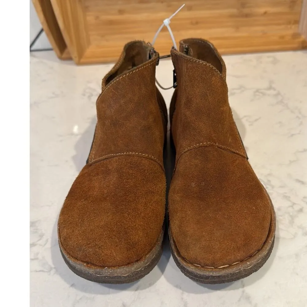 Born Tora Ankle Boots Glazed Ginger Distressed suede Round Toe Zip Size 7.5 Brown - Image 3