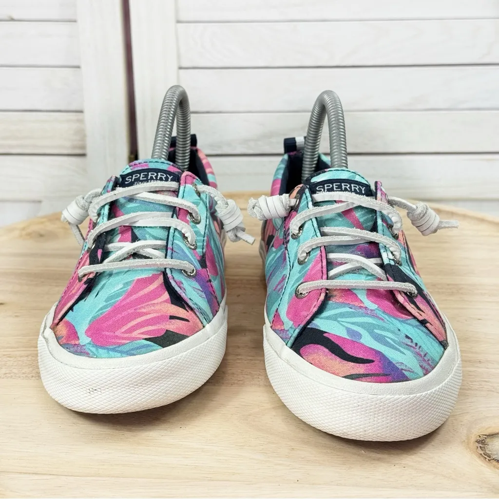 Sperry Pier Wave LTT Tropical‎ Print Lace Up Sneakers Teal Pink Womens 7 - Image 2