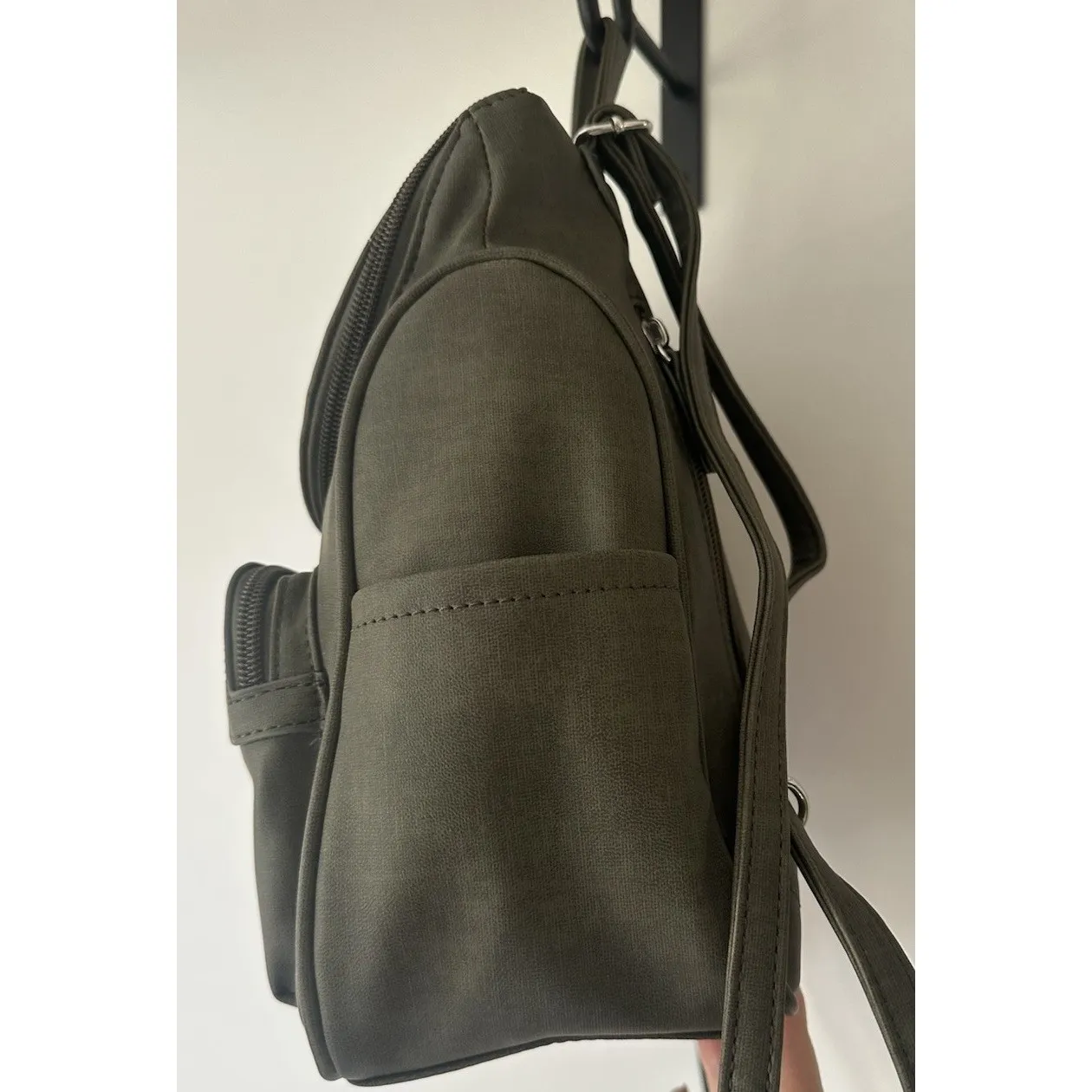 MultiSac ‎ Bag Backpack Green Multiple Compartments Adjustable Strap Purse - Image 8