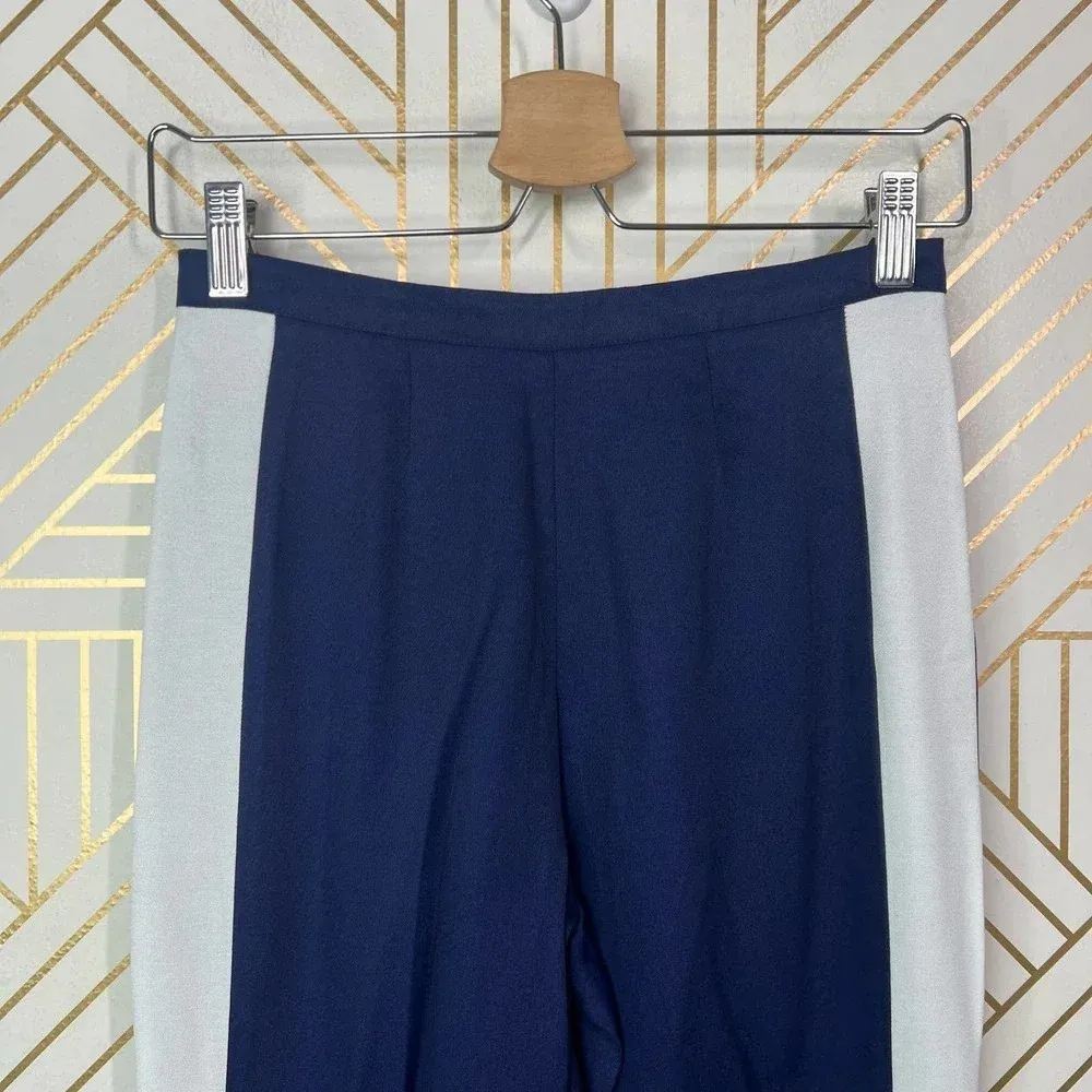 Reformation Side‎ Stripe Flared Pants in Navy Blue White Size US XS - Image 2