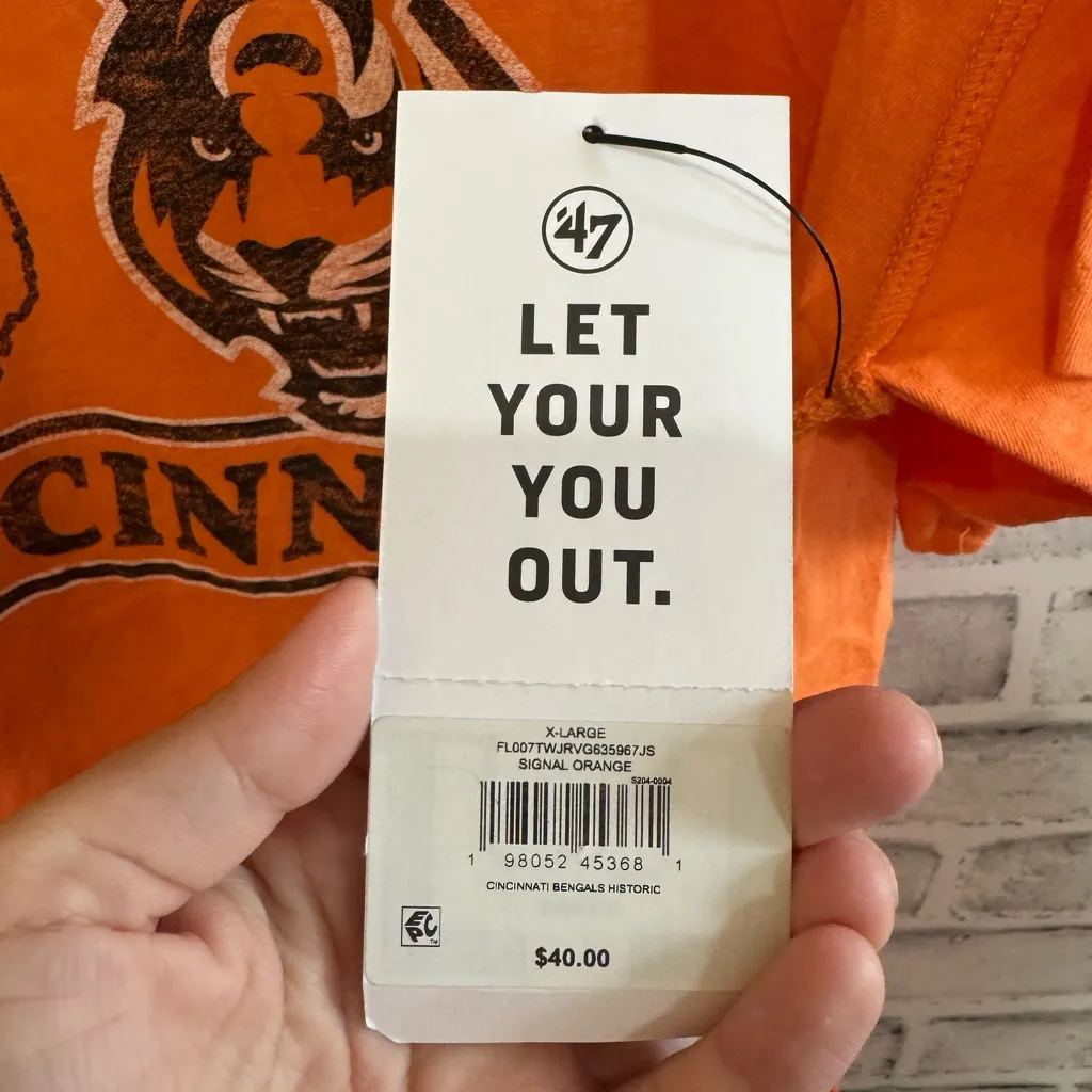 NWT! Women’s ‘47 Cincinnati Bengals orange graphic T-shirt XL - Image 2