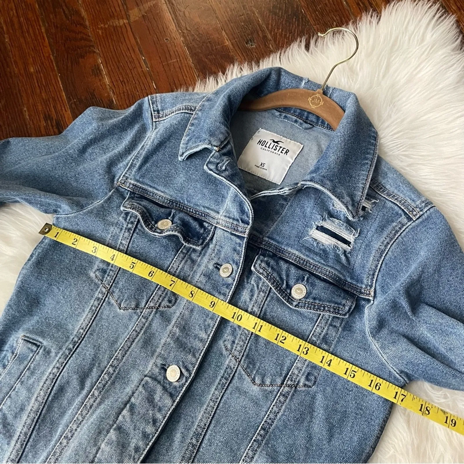 Hollister Distressed Jean Jacket Oversized XS - Image 3