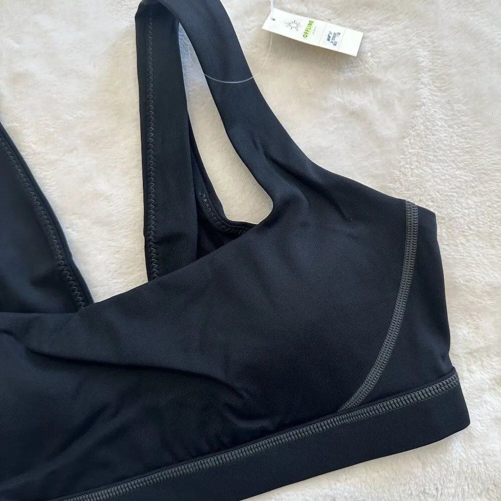 NWT Offline by Aerie Black with Gray Stitching Goals Padded Sports Bra - Size: M - Image 2
