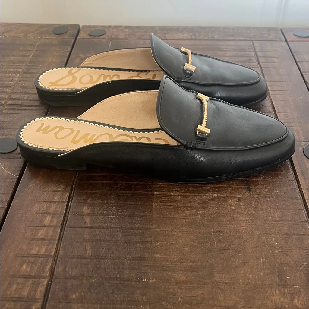 Sam‎ Edelman Linnie Bit Saddle 100% Black Leather Mule Flat Size 7.5 - Image 4