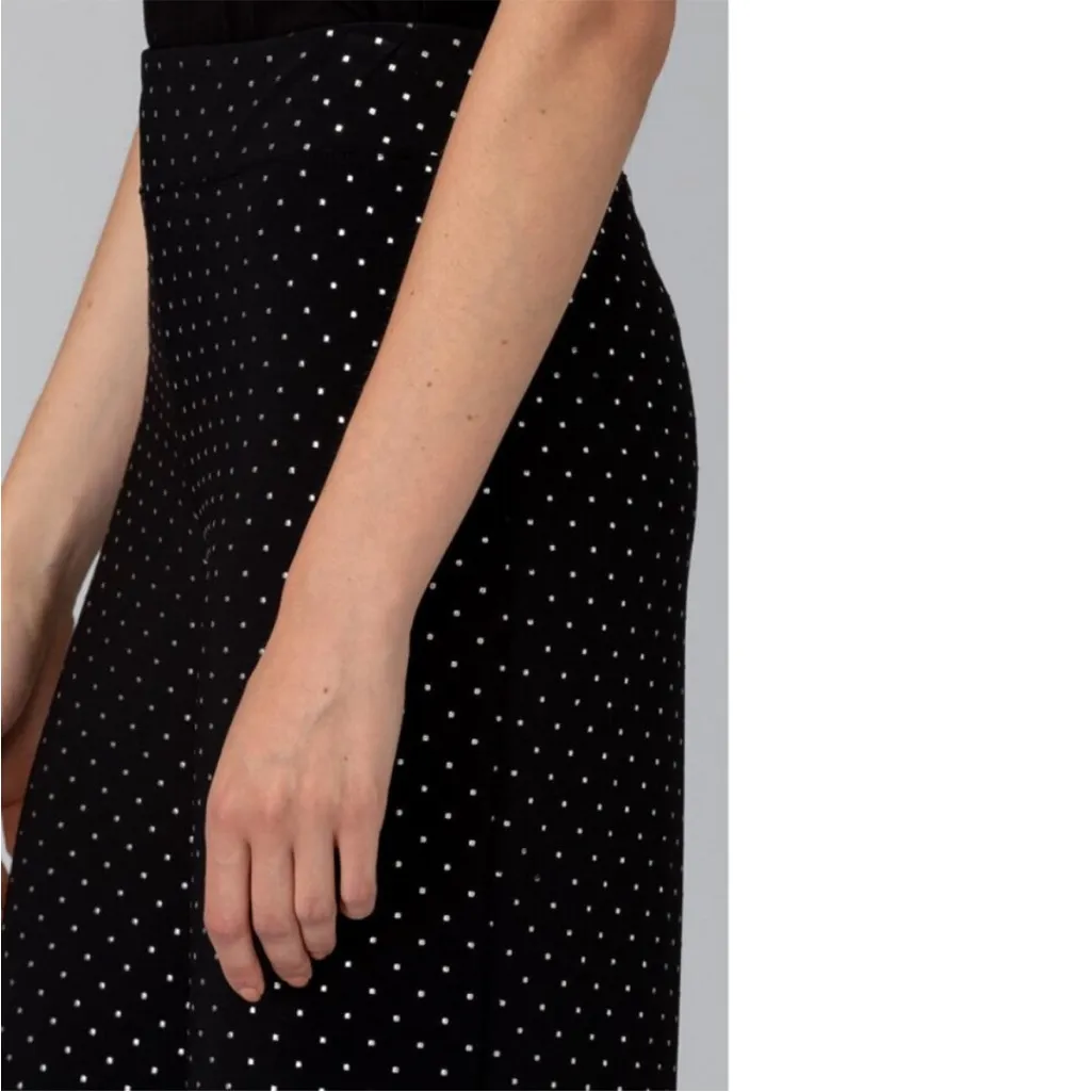 Nine West black gold studded wide leg flowy palazzo pull on pants NWT medium - Image 3