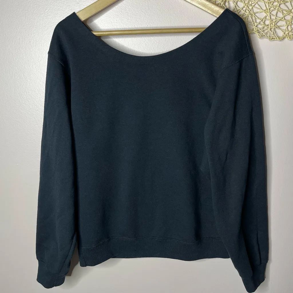 None Custom Graphic Off Shoulder Sweatshirt (black) - small - Image 2