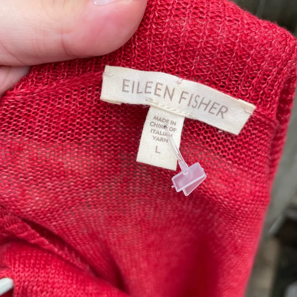 EILEEN FISHER RED LINEN DUSTER CARDIGAN - Image 3